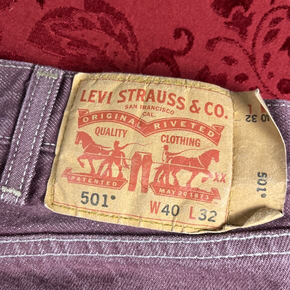 Levis 501 XX Jeans Mens 40x32(36x29.5") Pink Denim Straight Button‎ FlyVintage - Picture 3 of 10